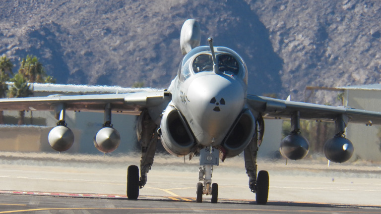 EA-6B Prowler – Warbird Wednesday Episode 61, silver and grey fighter airplane, Palm Springs air museum, flight, air