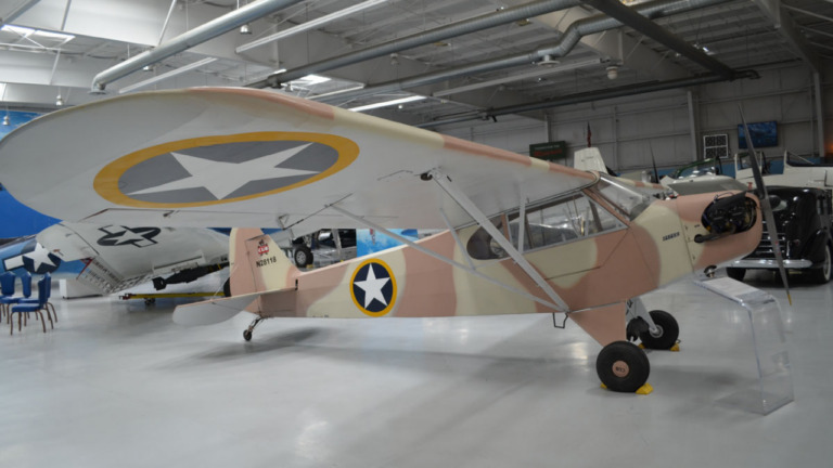 Warbird Wednesday - The J-3 Cub, star, white and pink camo airplane, flight
