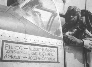 Albert Manning in the cockpit of his P-51C Mustang circa 1944.